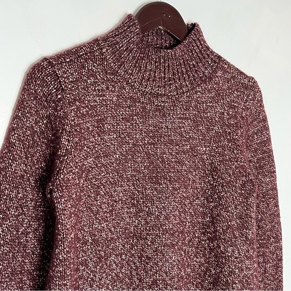Ann Taylor Size Small Mockneck Maroon Sparkle Heavy Knit Sweater - Picture 3 of 6